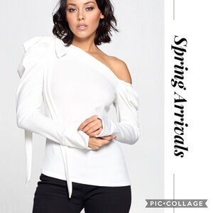 One Shoulder White Top